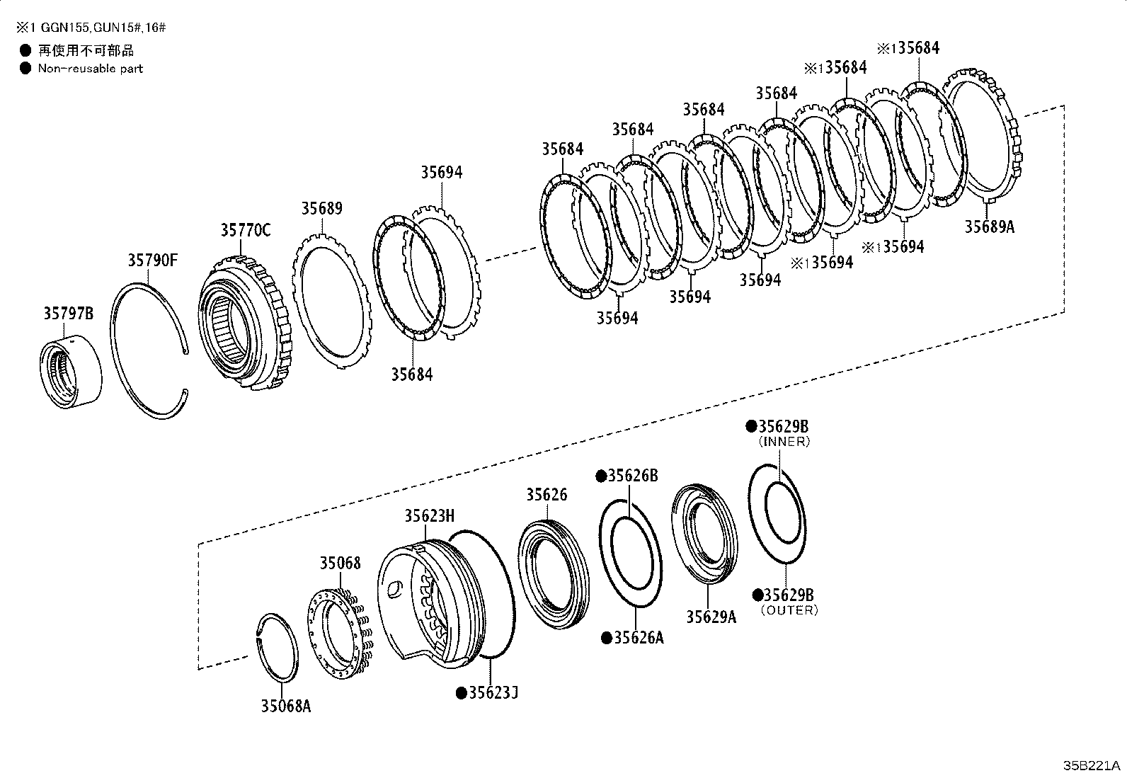 Exploded illustration 35B221A