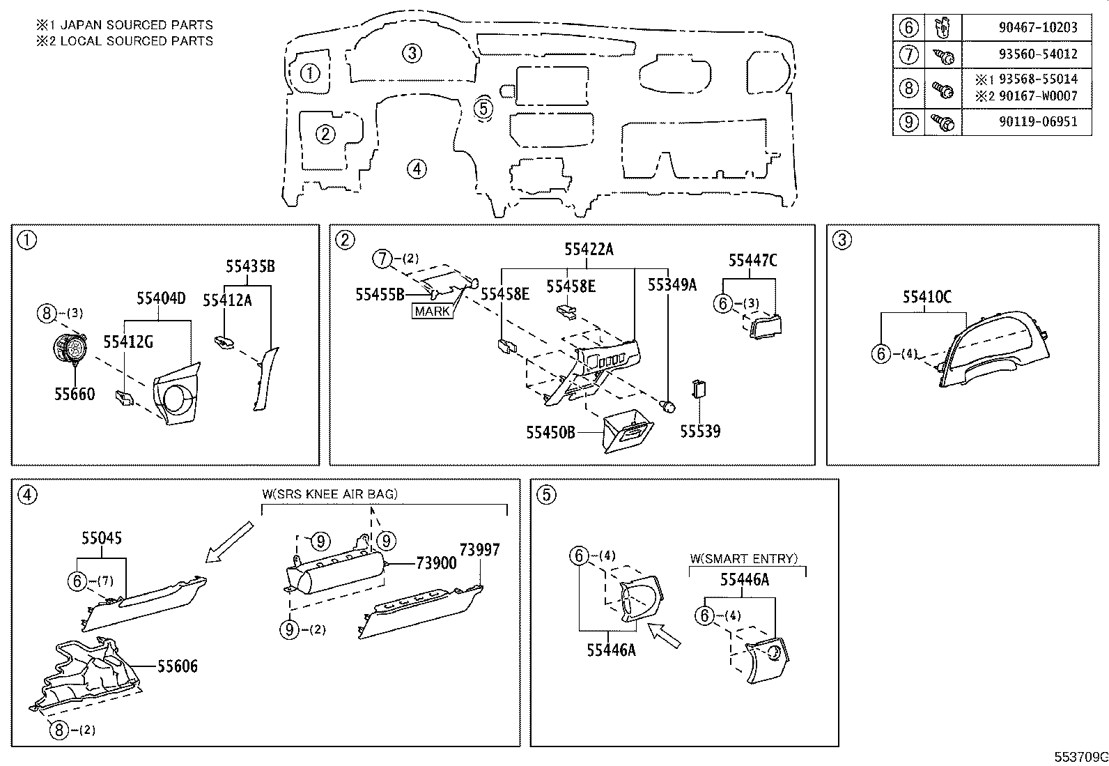 Exploded illustration 553709G