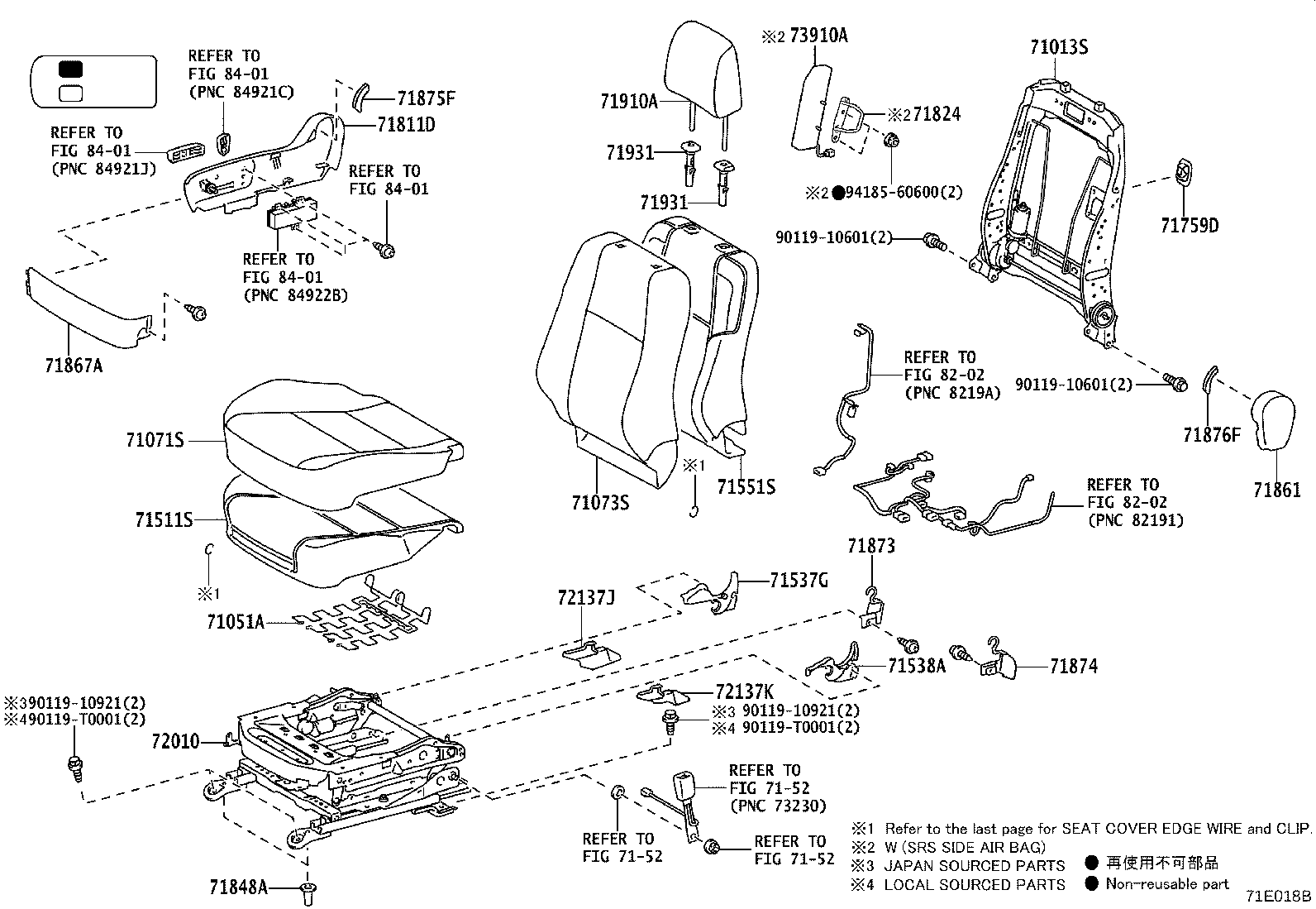 Exploded illustration 71E018B