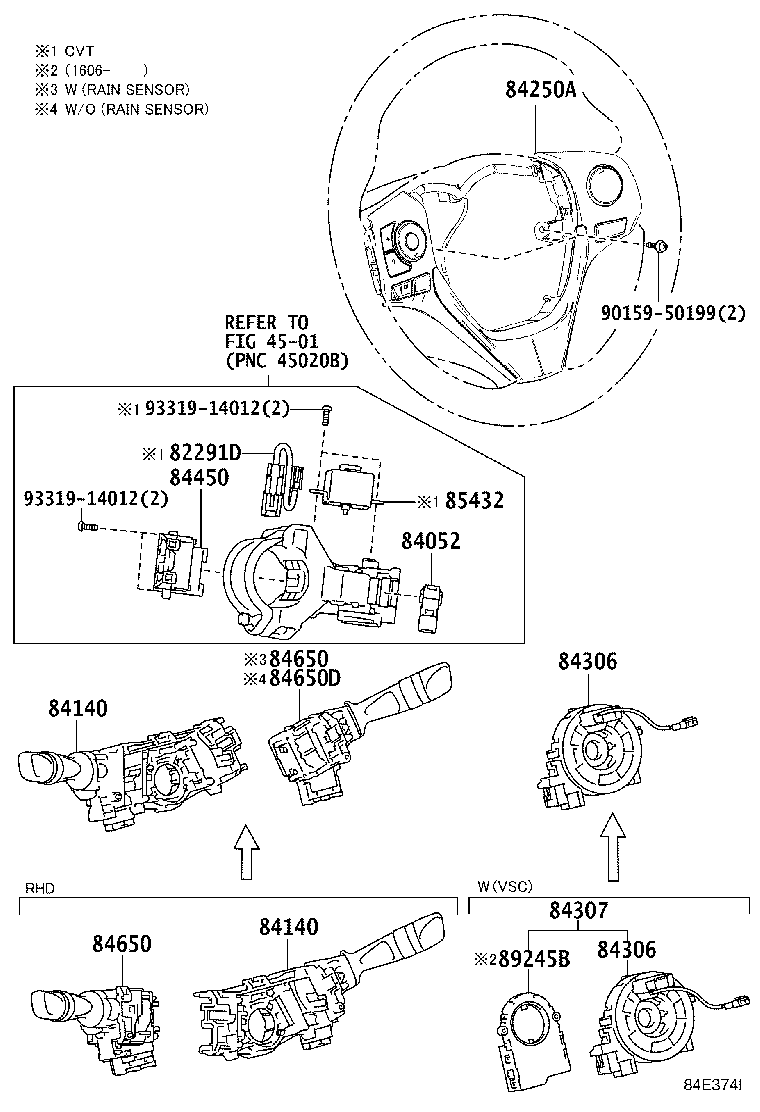 Exploded illustration 84E374I