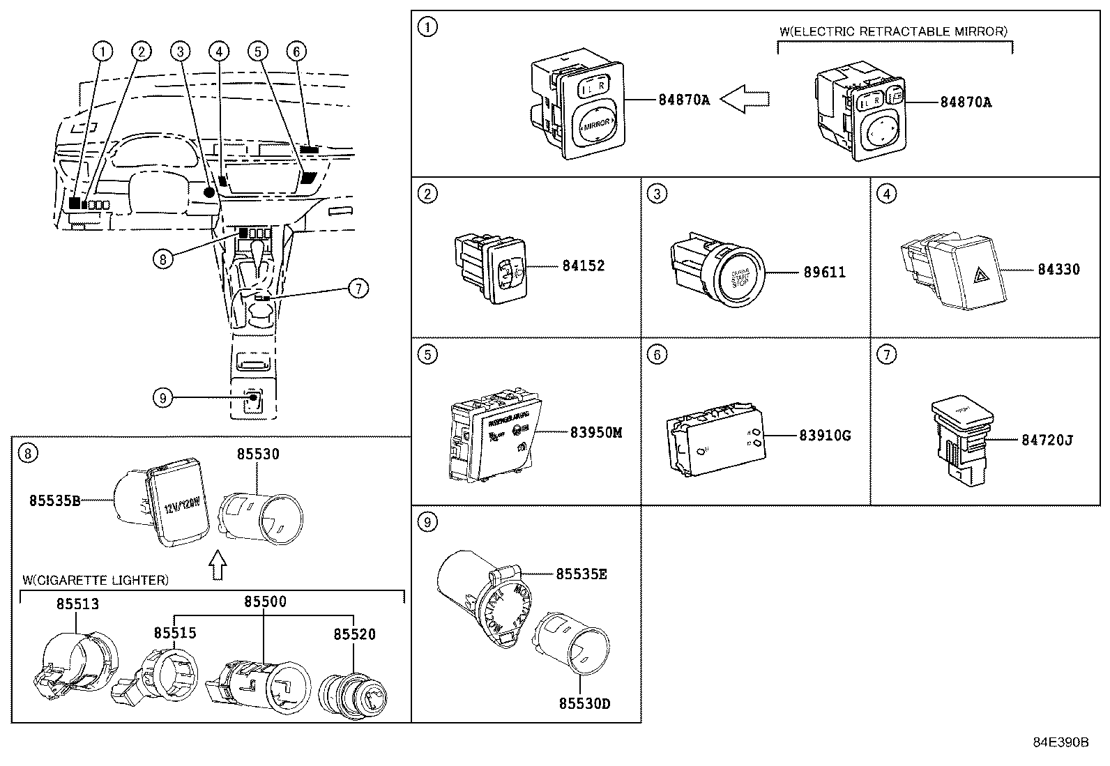Exploded illustration 84E390B