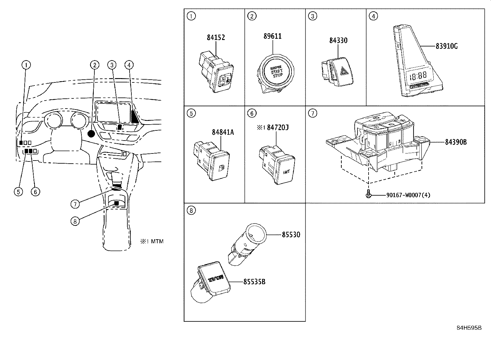 Exploded illustration 84H595B