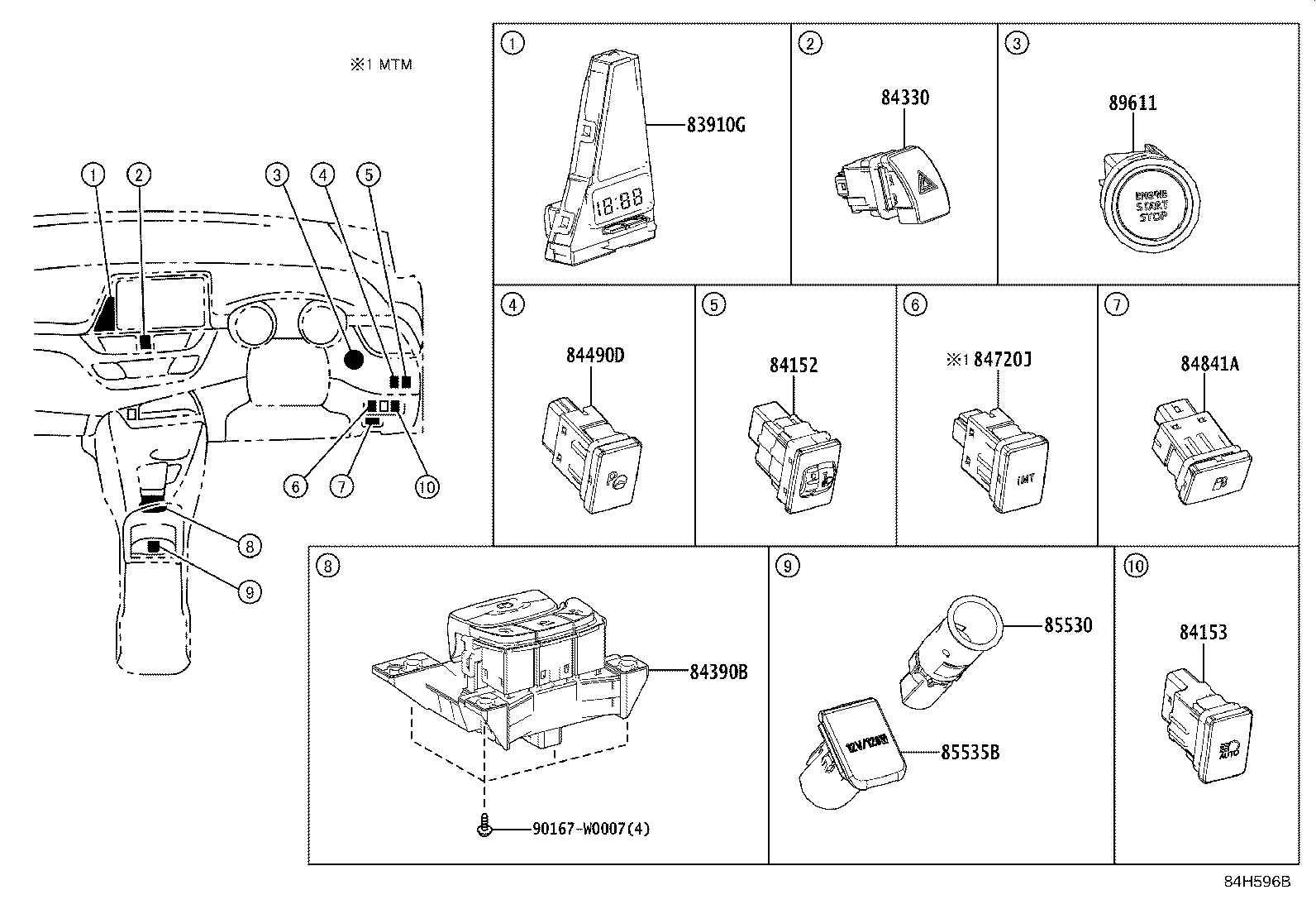 Exploded illustration 84H596B