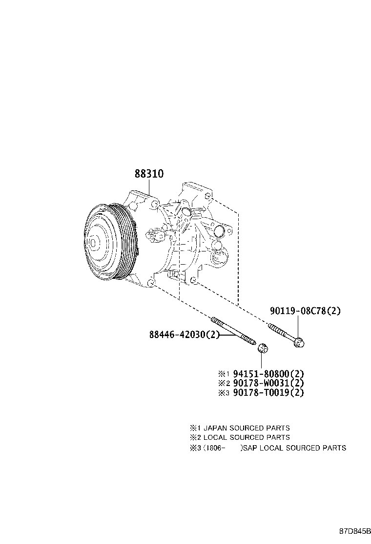 Exploded illustration 87D845B