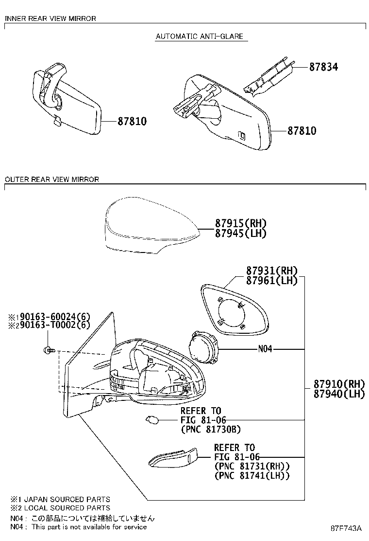 Exploded illustration 87F743B