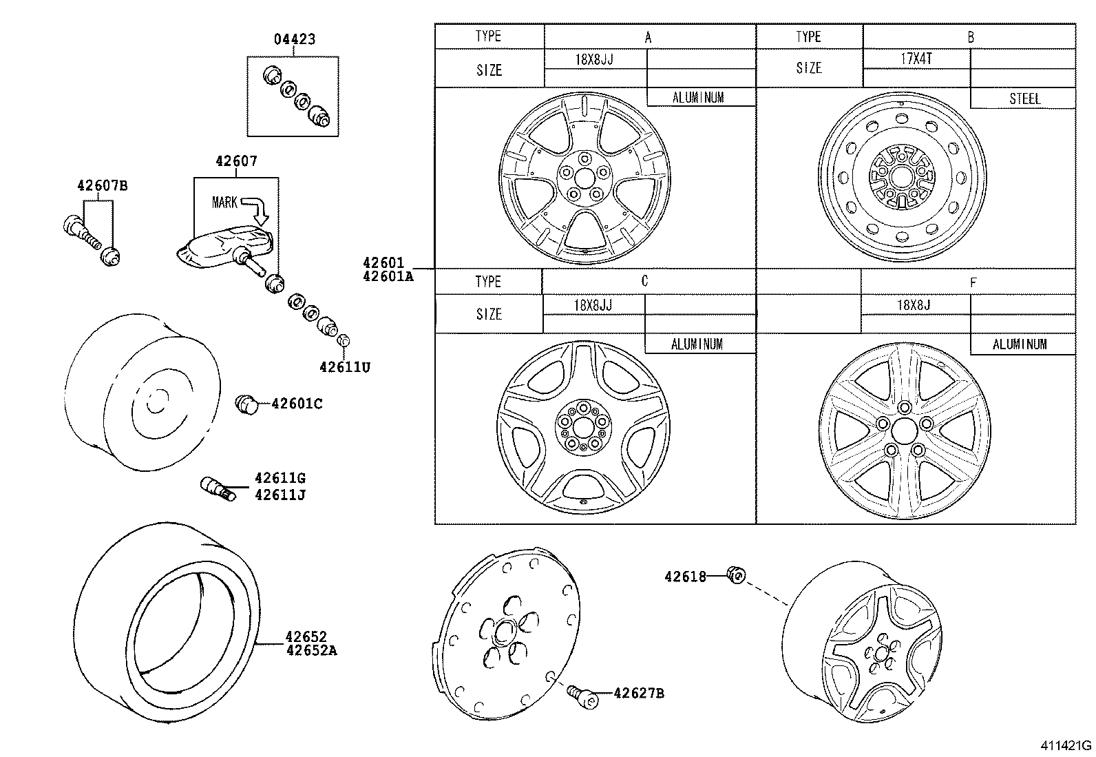 Exploded illustration 411421G