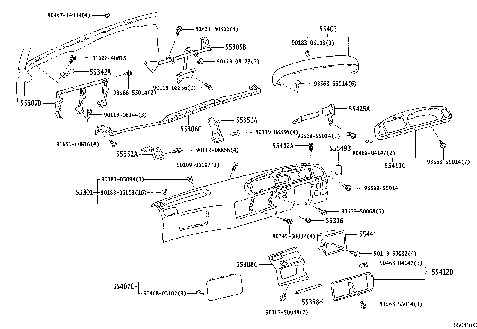 Exploded illustration 550431G