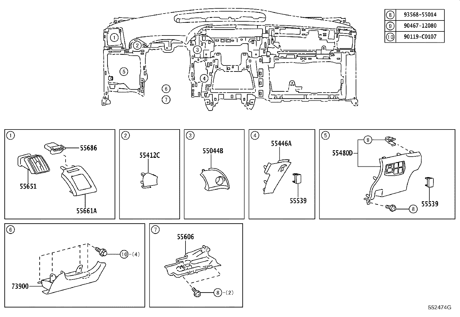 Exploded illustration 552474G