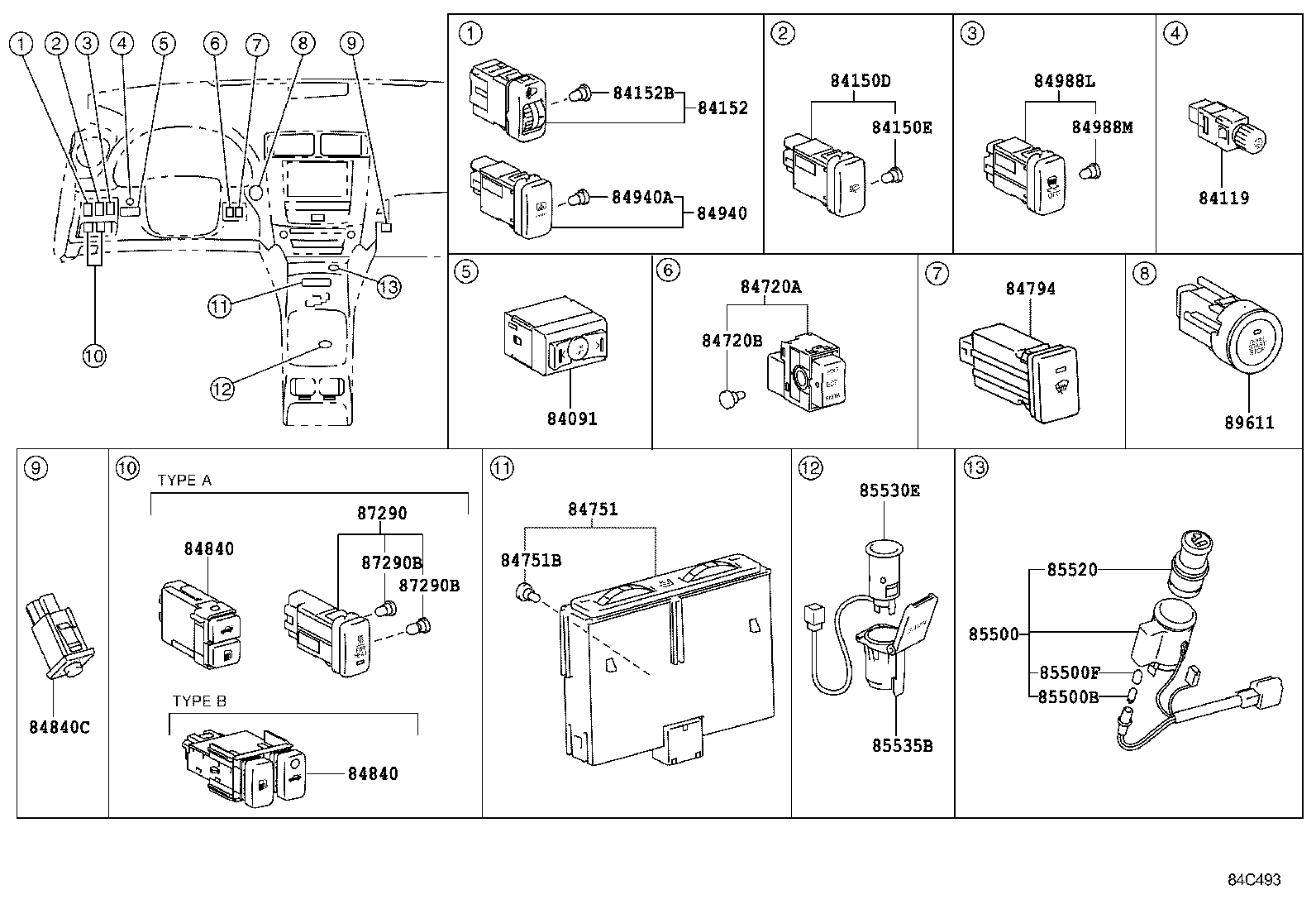 Exploded illustration 84C493