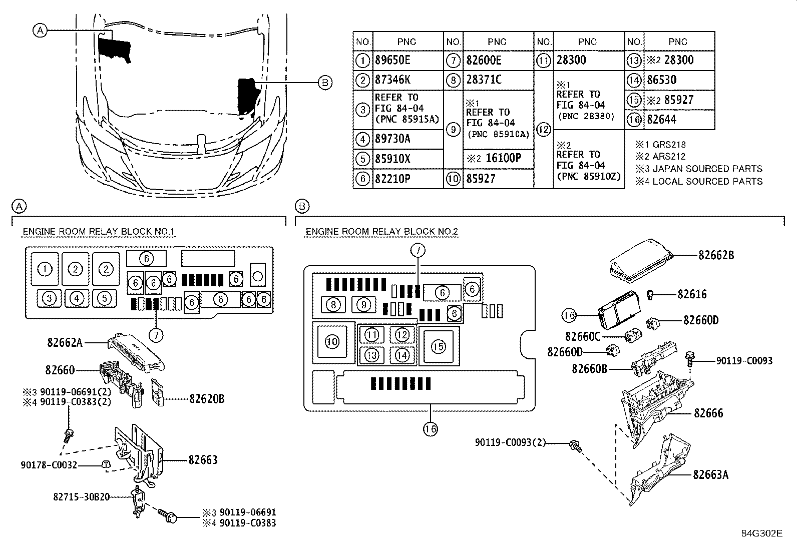 Exploded illustration 84G302E