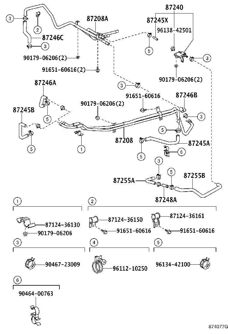 Exploded illustration 874077G