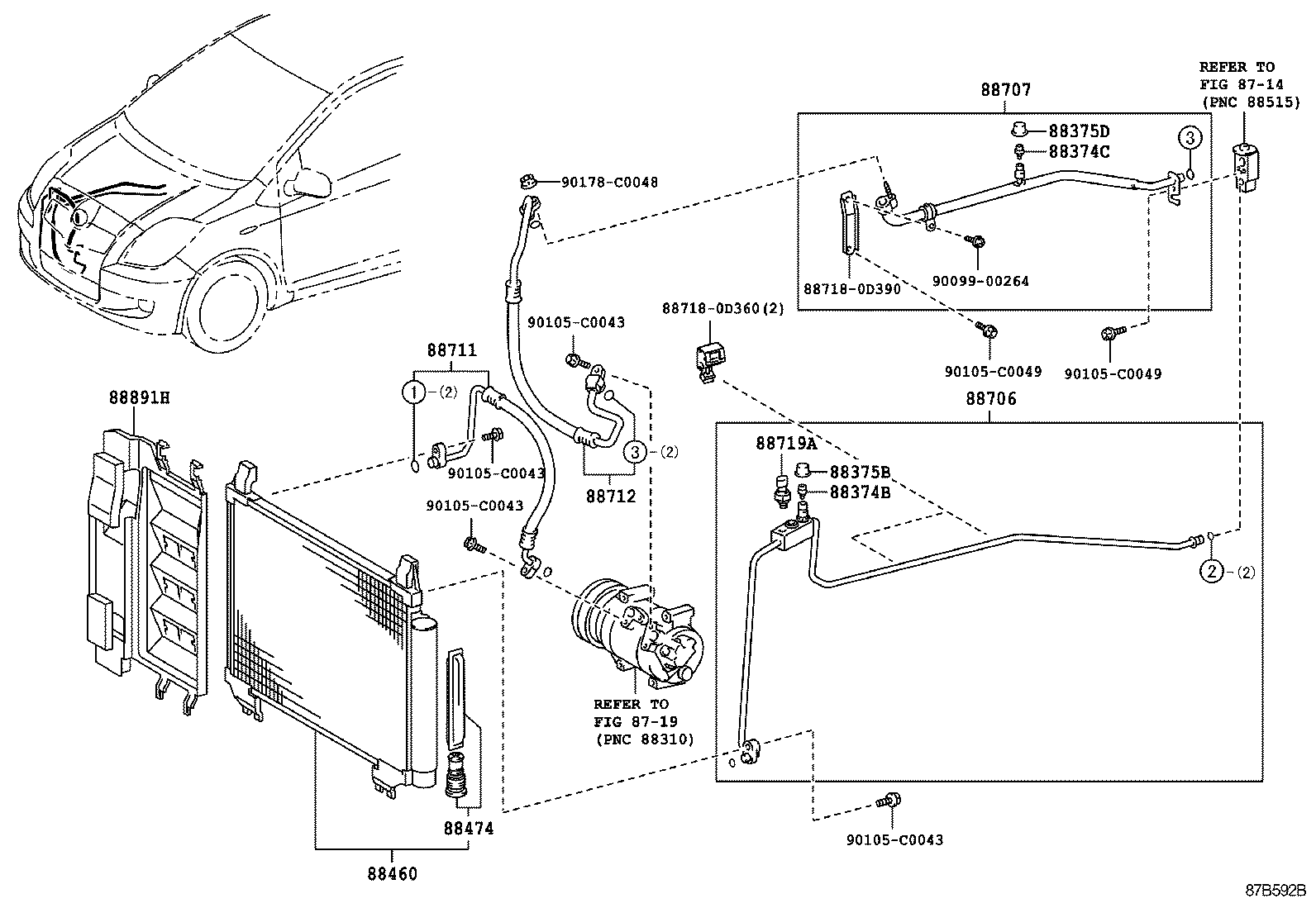 Exploded illustration 87B592B