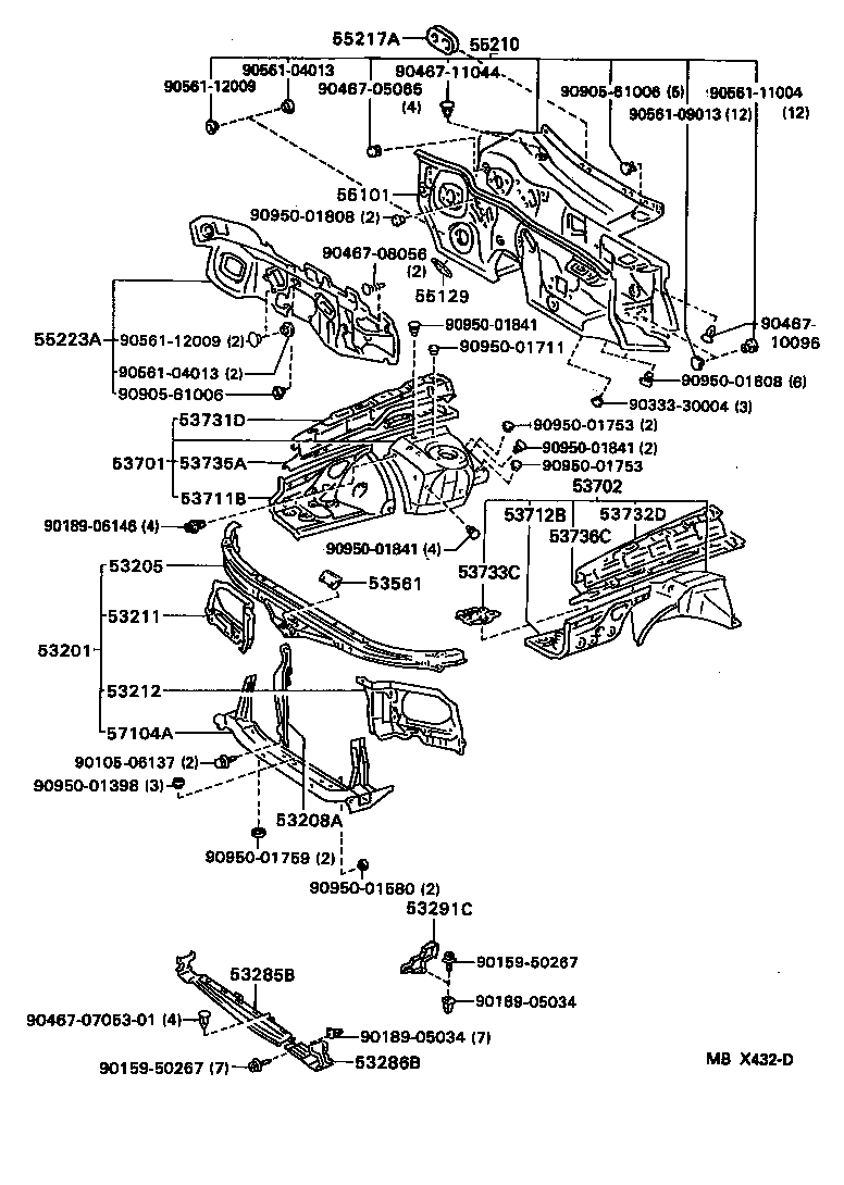Exploded illustration MBX432D