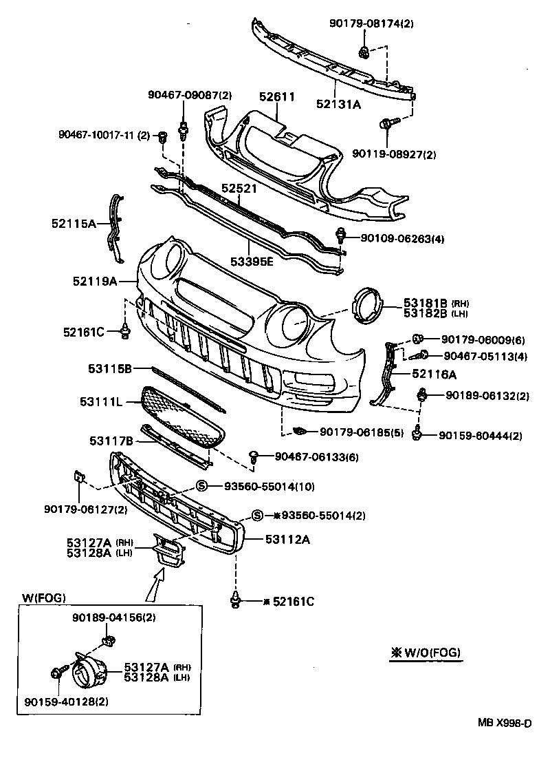 Exploded illustration MBX998D