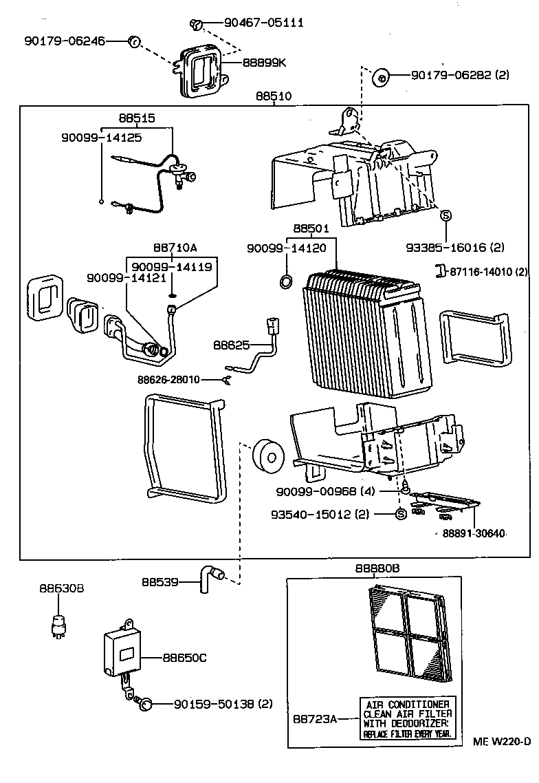 Exploded illustration MEW220D