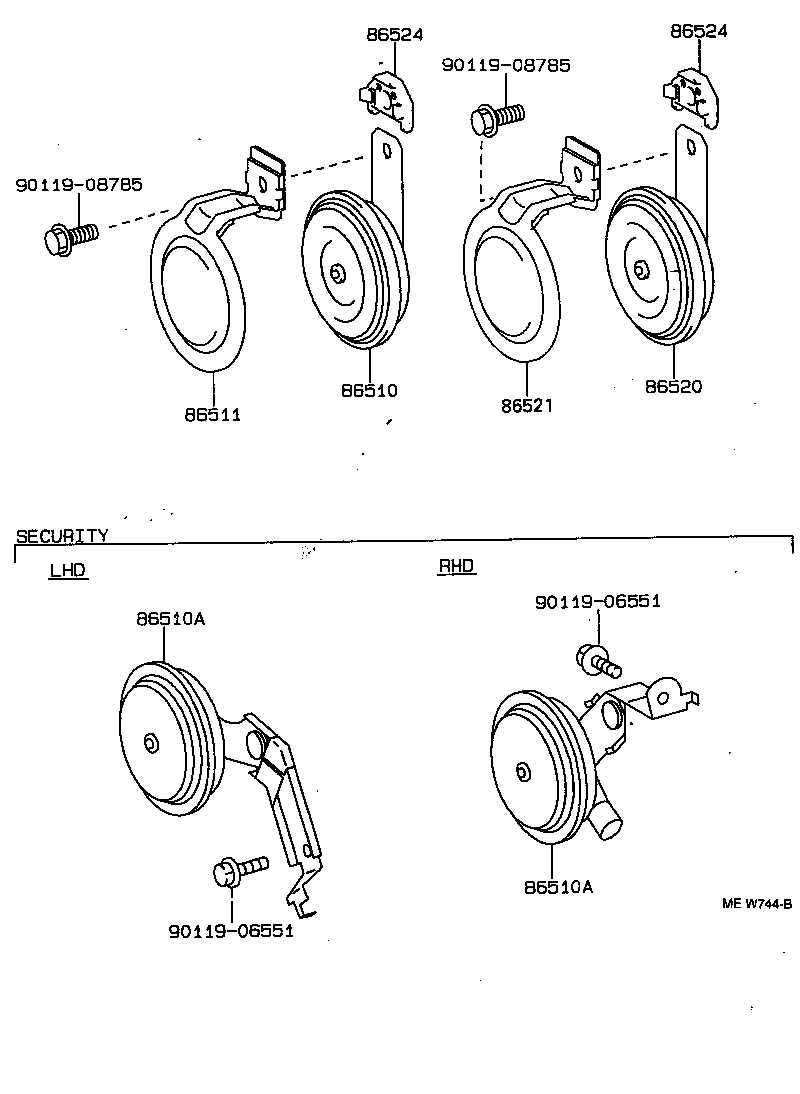 Exploded illustration MEW744B