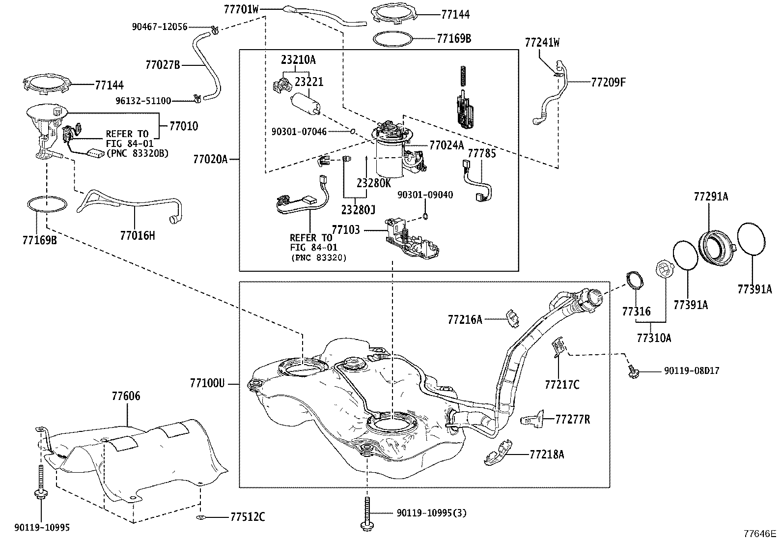 Exploded illustration 77646E