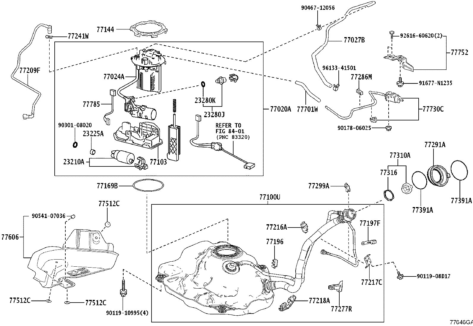 Exploded illustration 77646GA