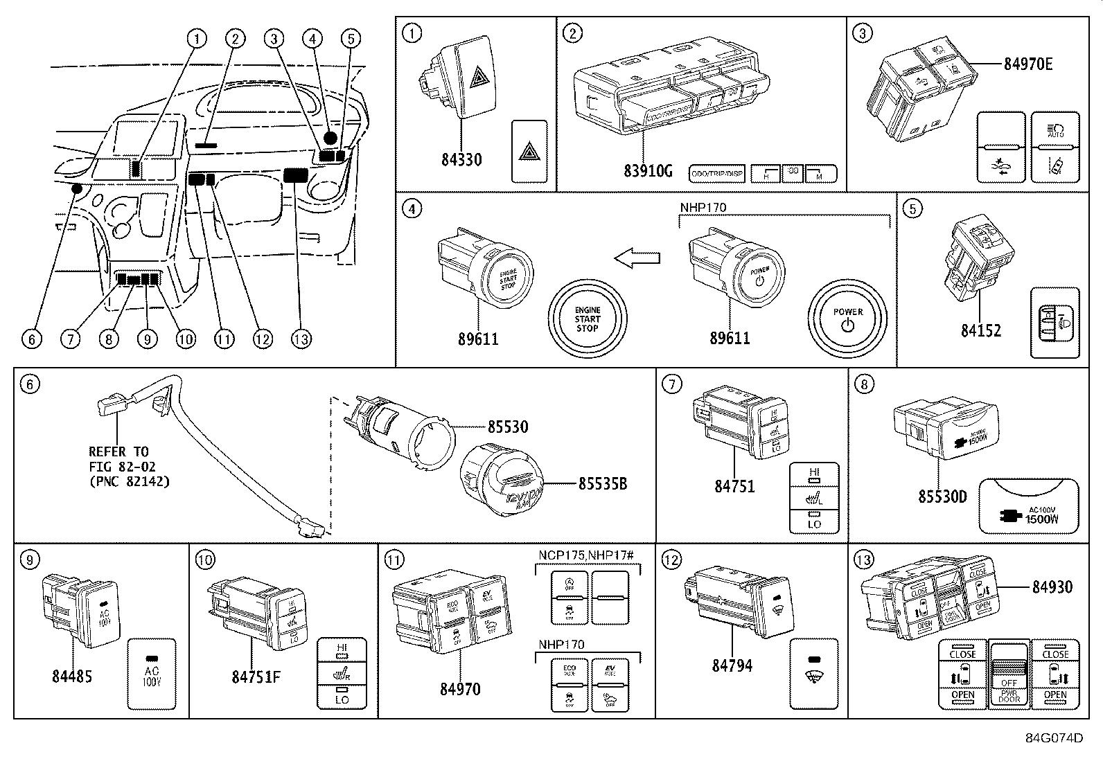 Exploded illustration 84G074D