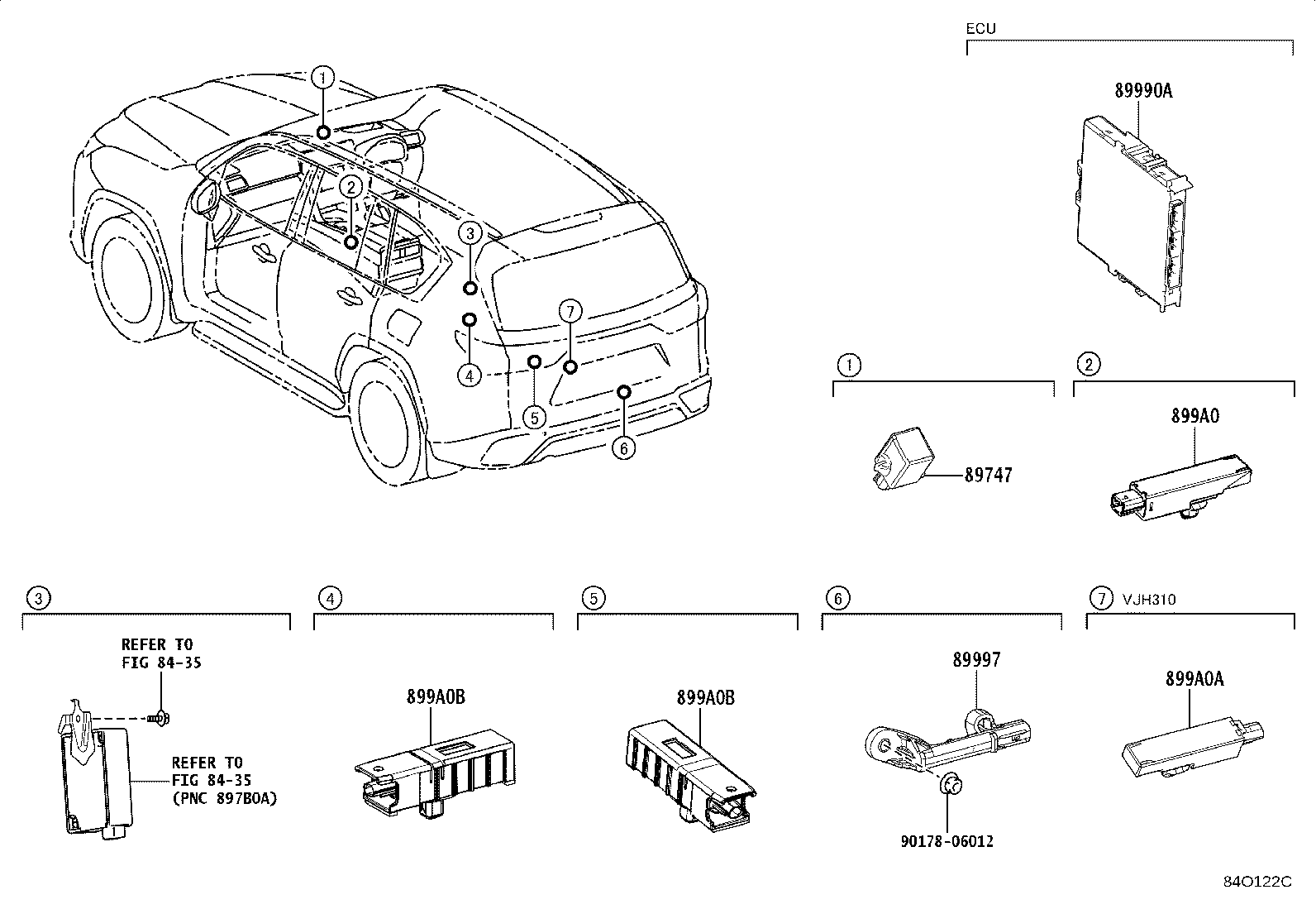 Exploded illustration 84O122C