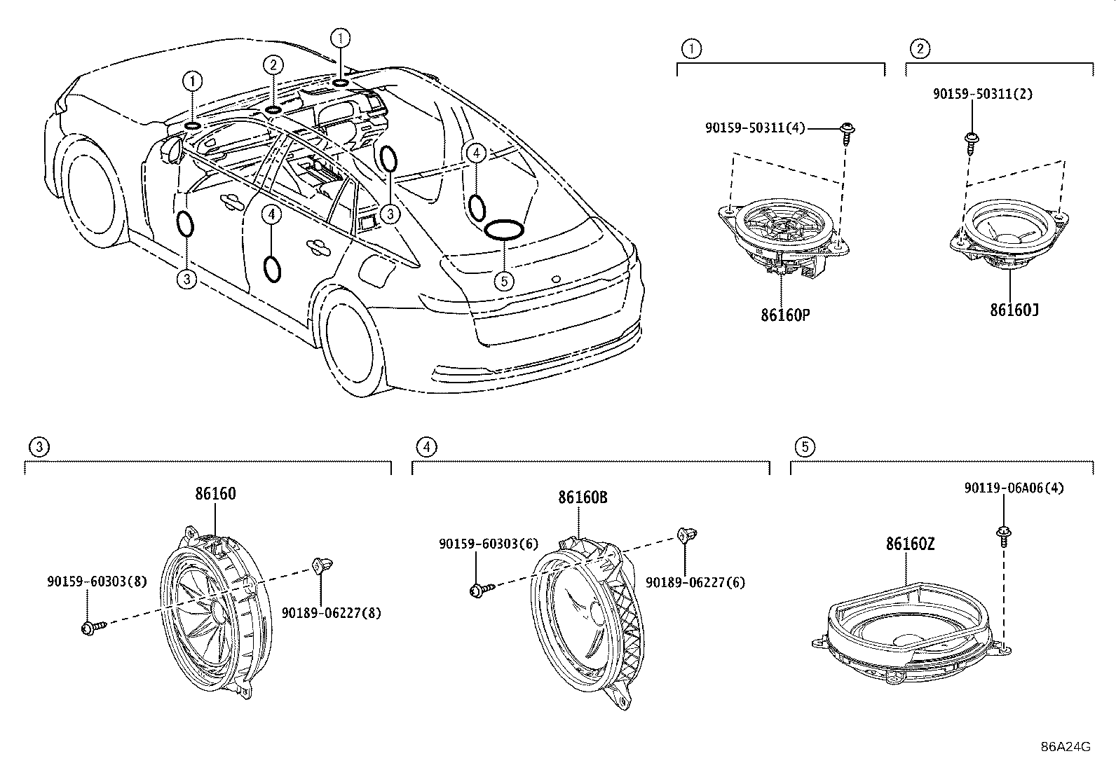 Exploded illustration 86A24G