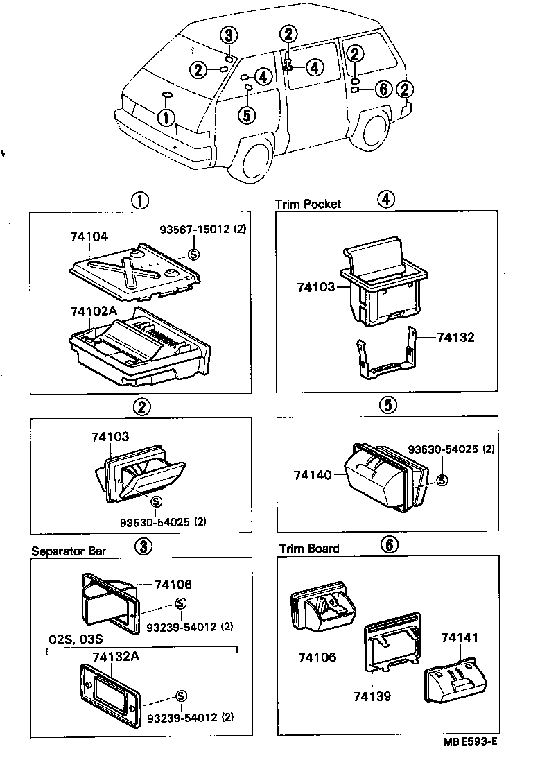Exploded illustration MBE593E
