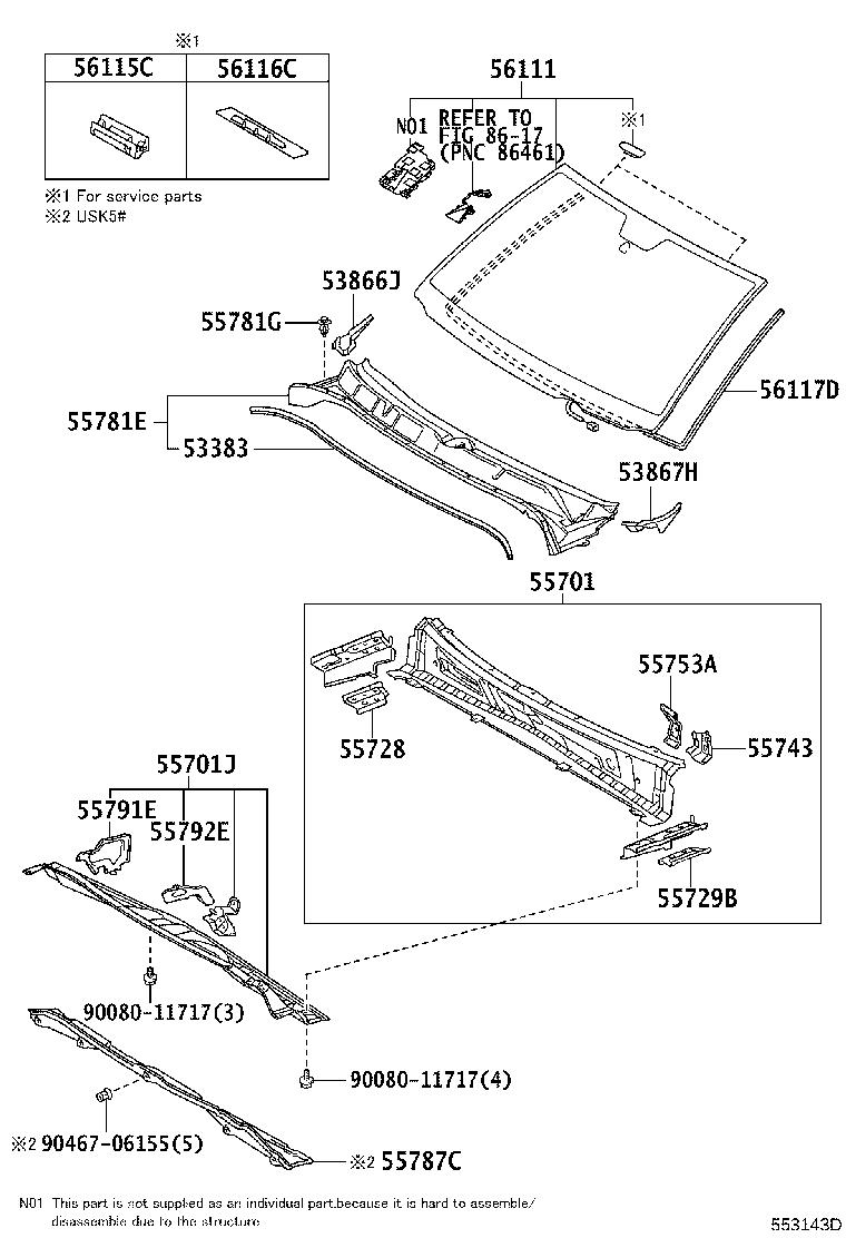 Exploded illustration 553143D