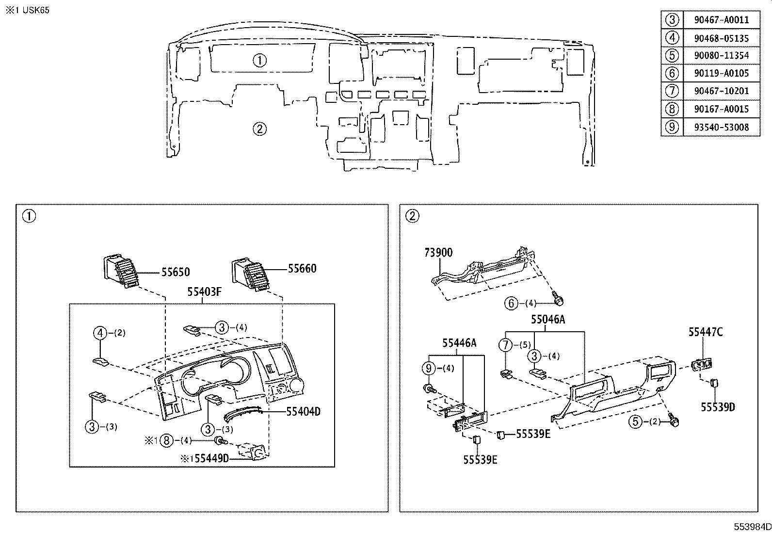 Exploded illustration 553984D