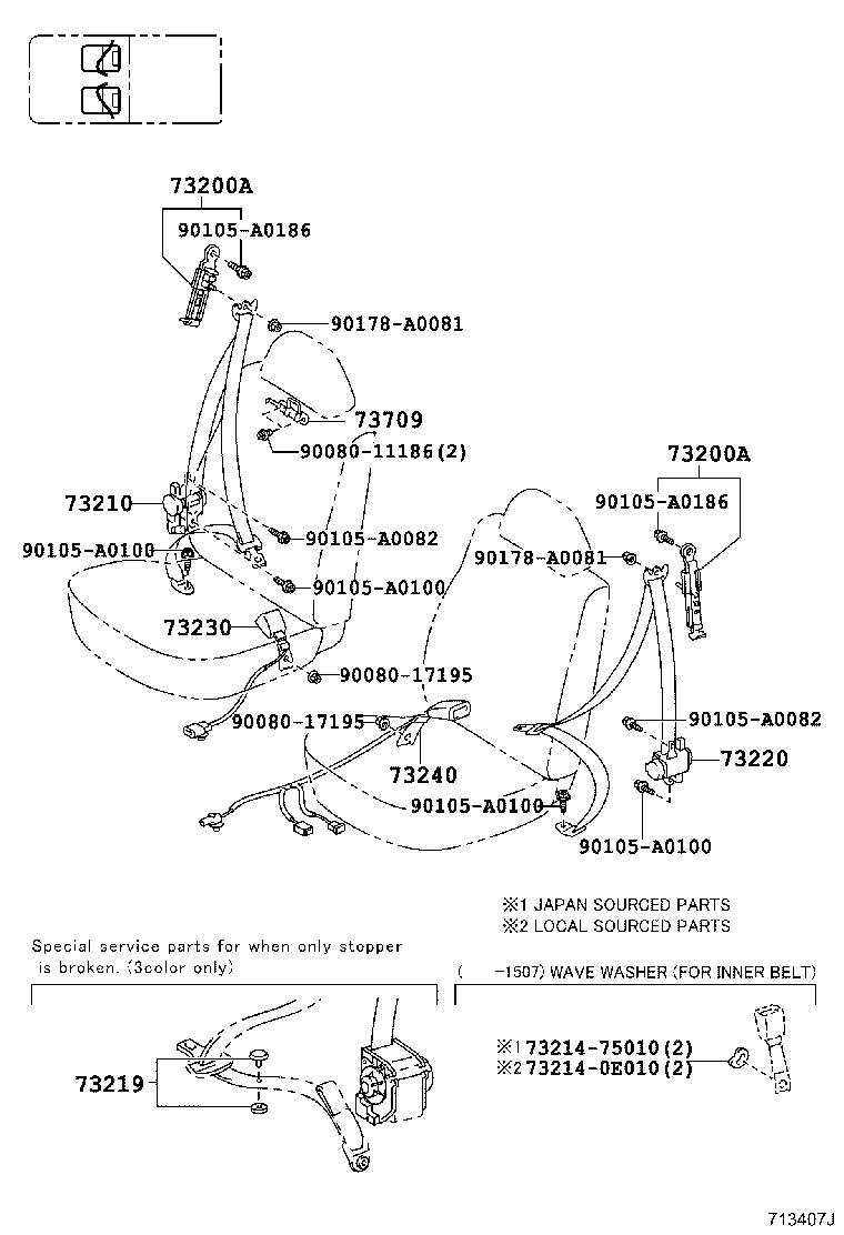 Exploded illustration 713407J