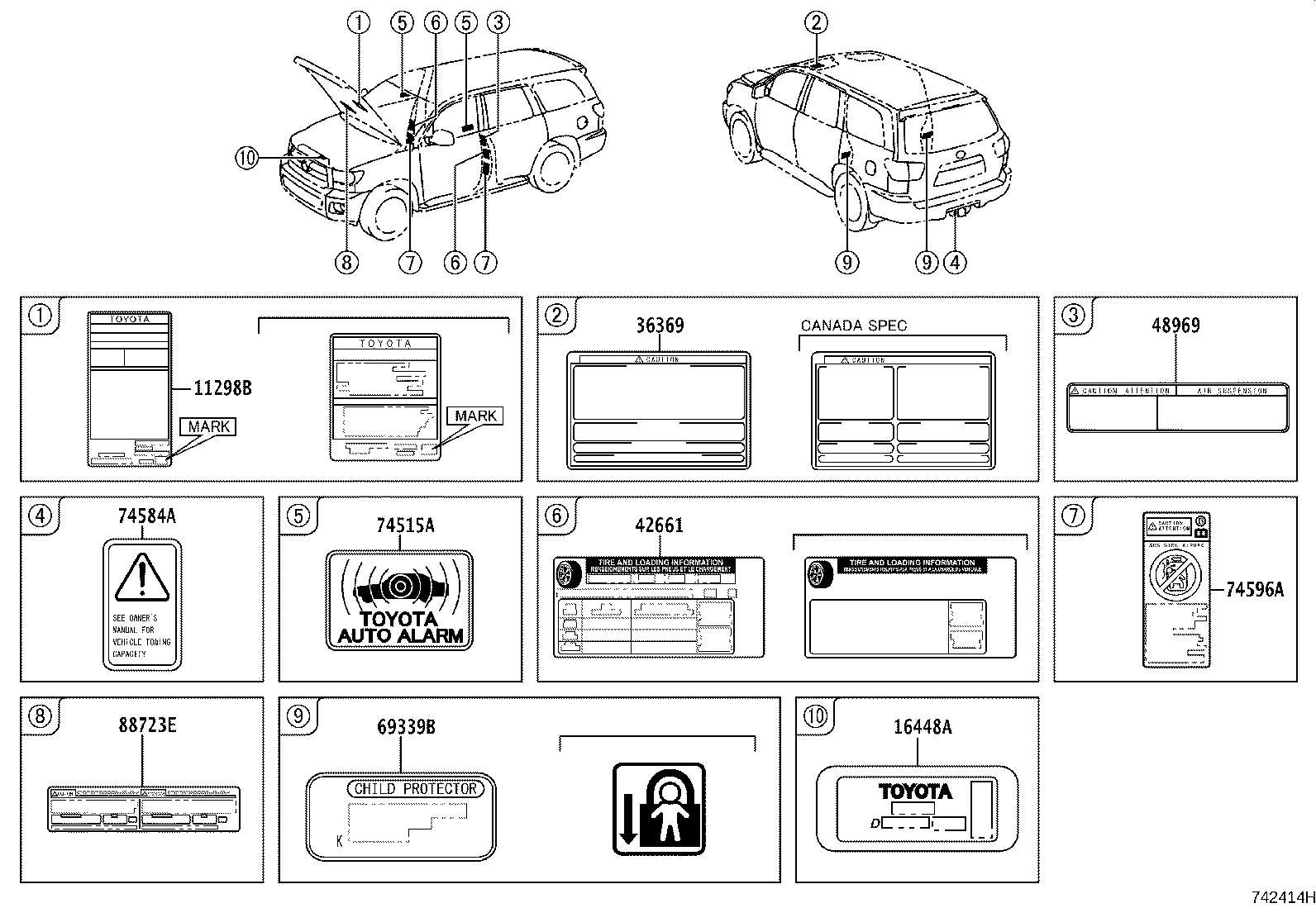 Exploded illustration 742414H