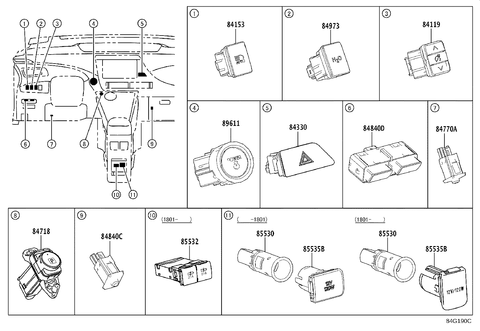 Exploded illustration 84G190C