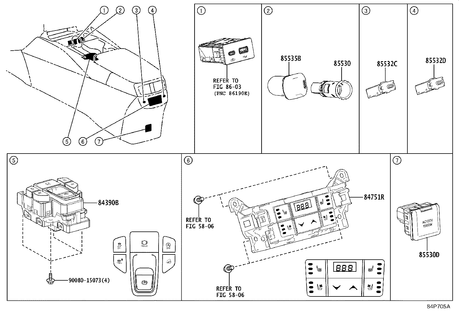 Exploded illustration 84P705A