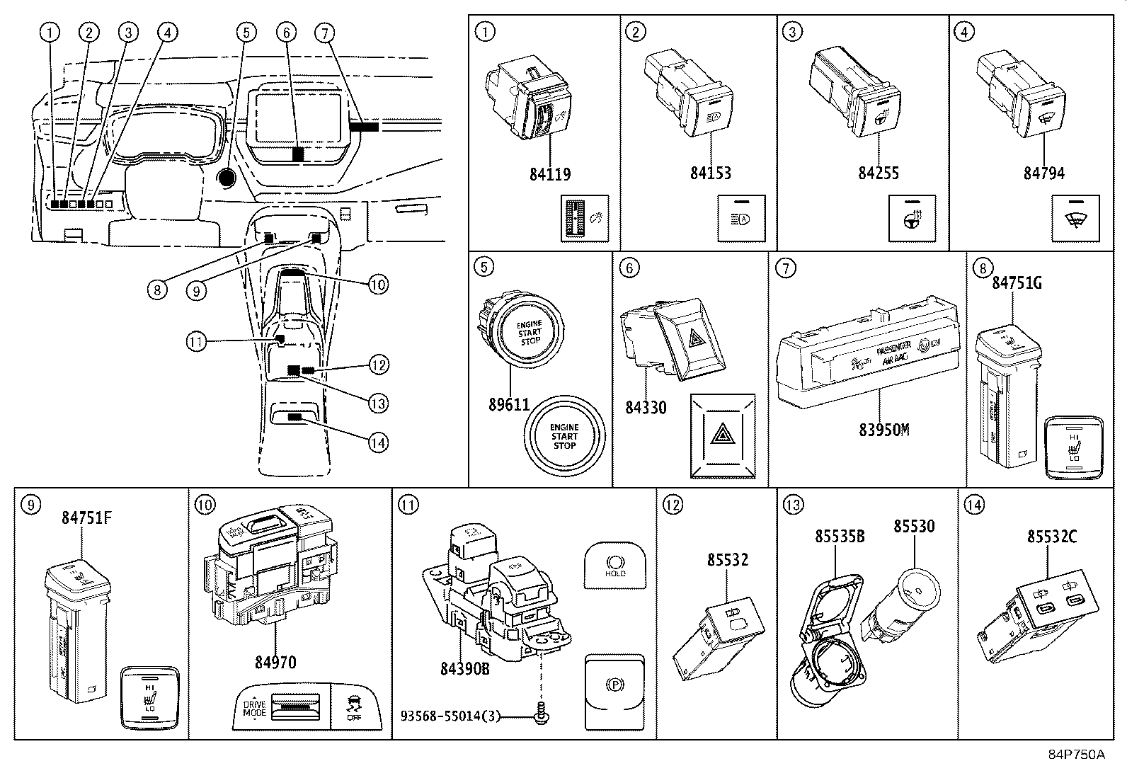 Exploded illustration 84P750A