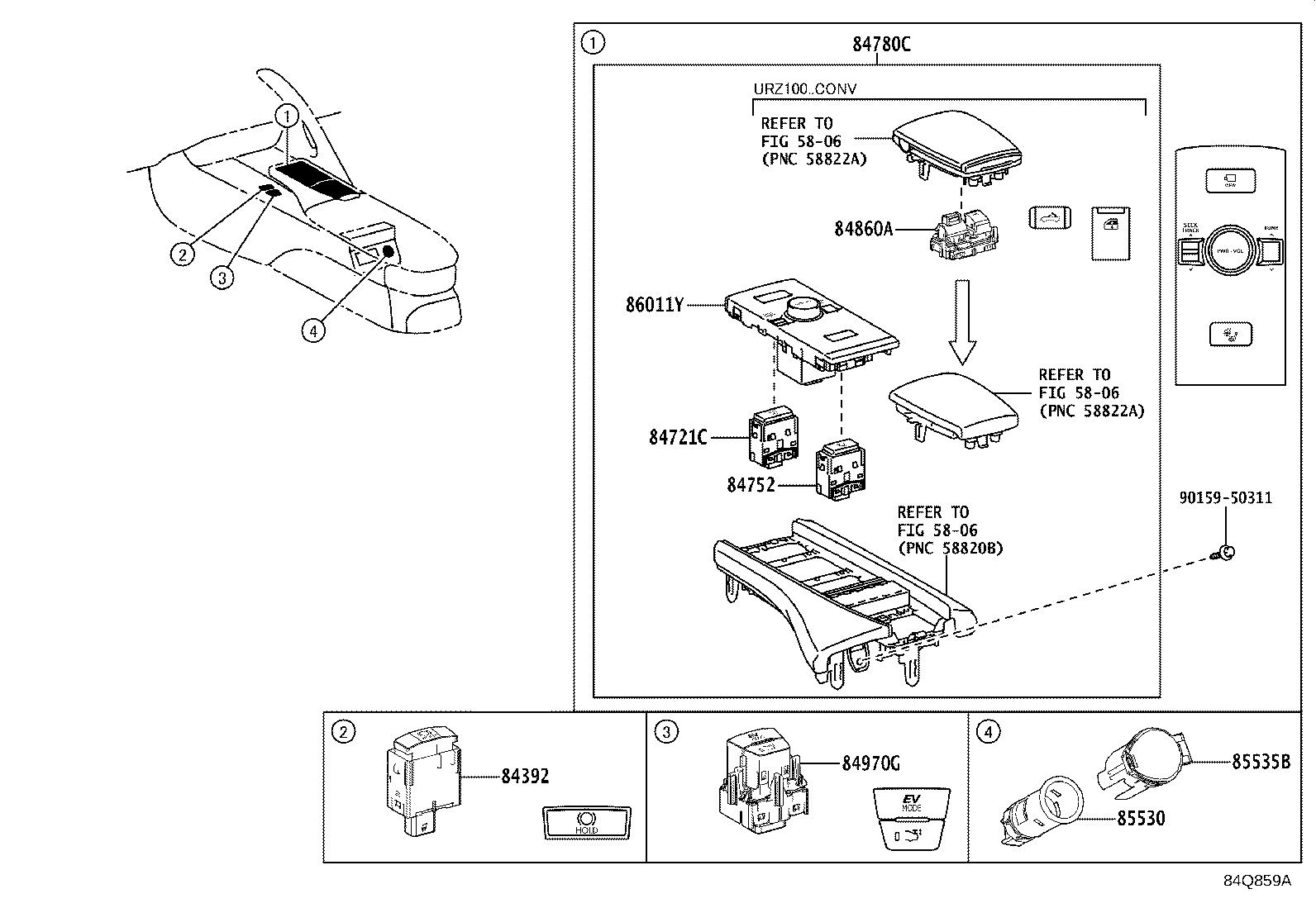 Exploded illustration 84Q859A
