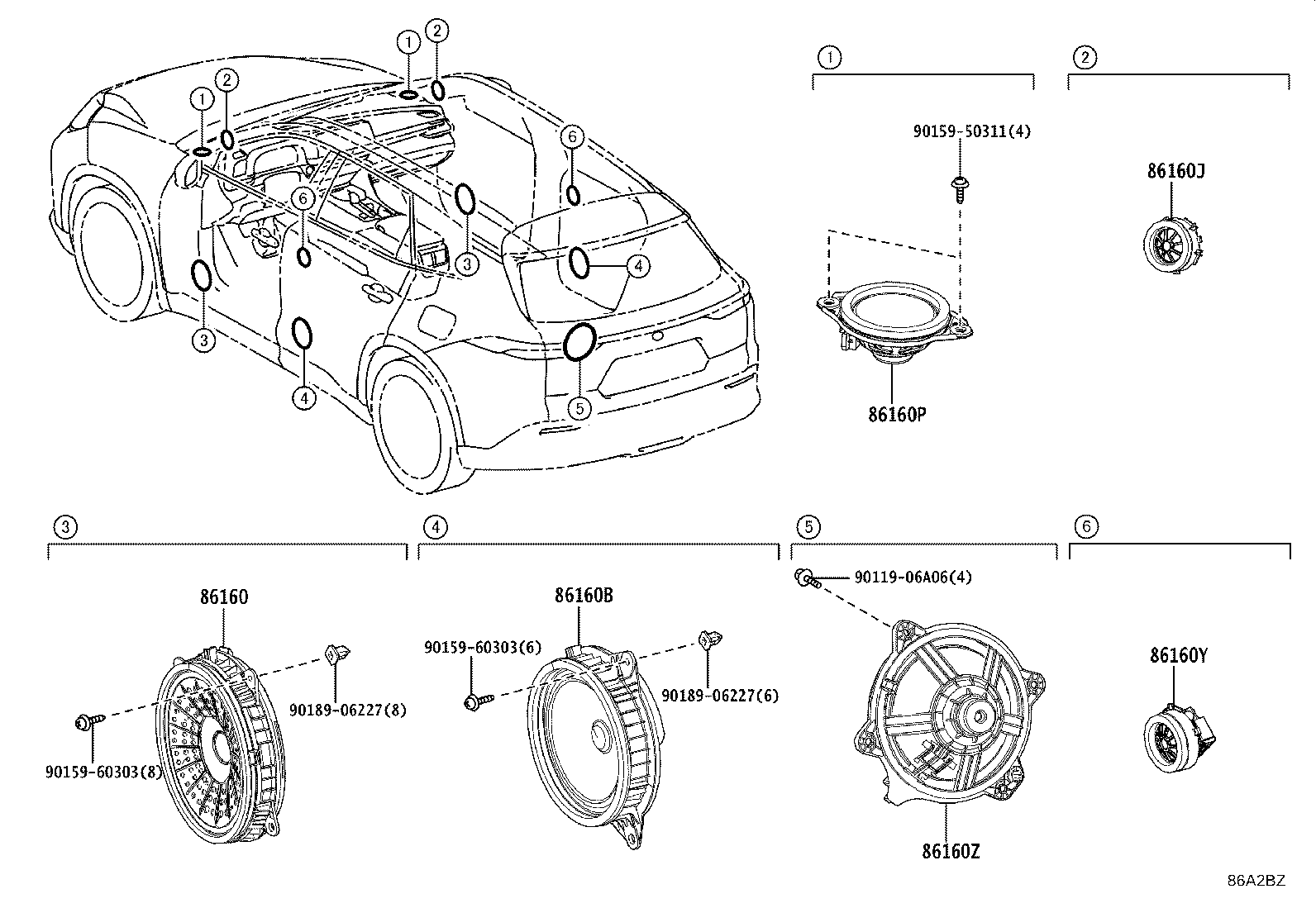 Exploded illustration 86A2BZ