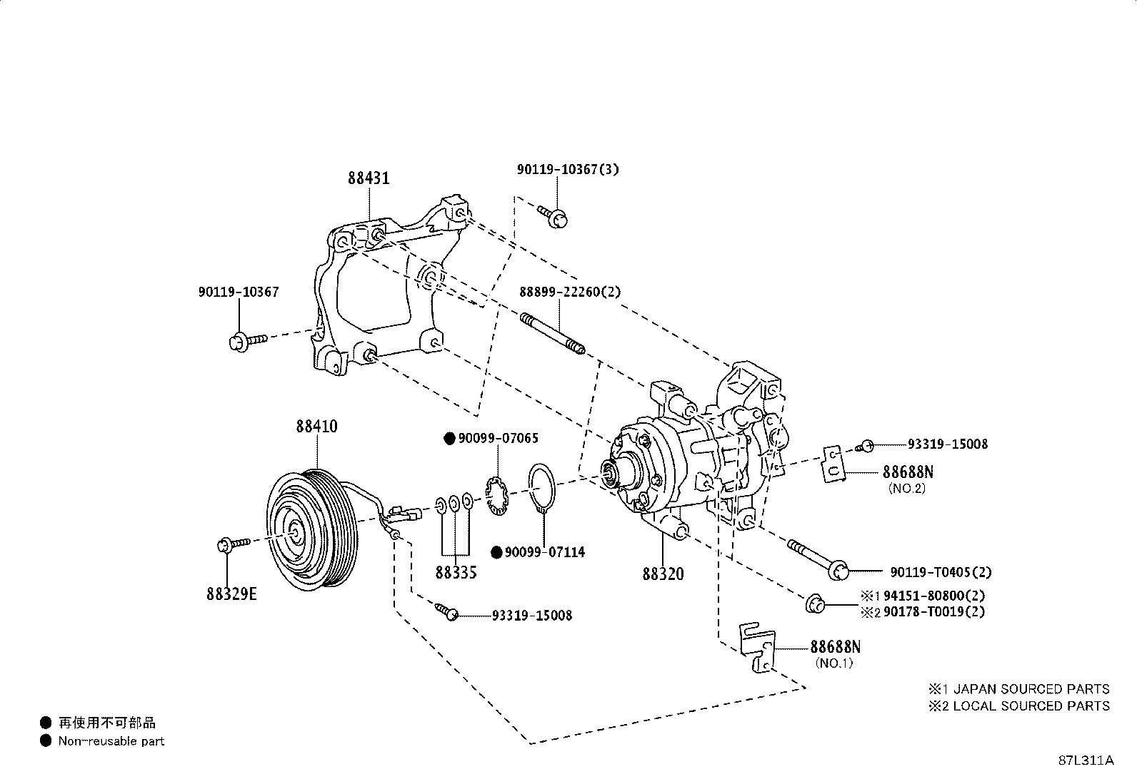Exploded illustration 87L311A