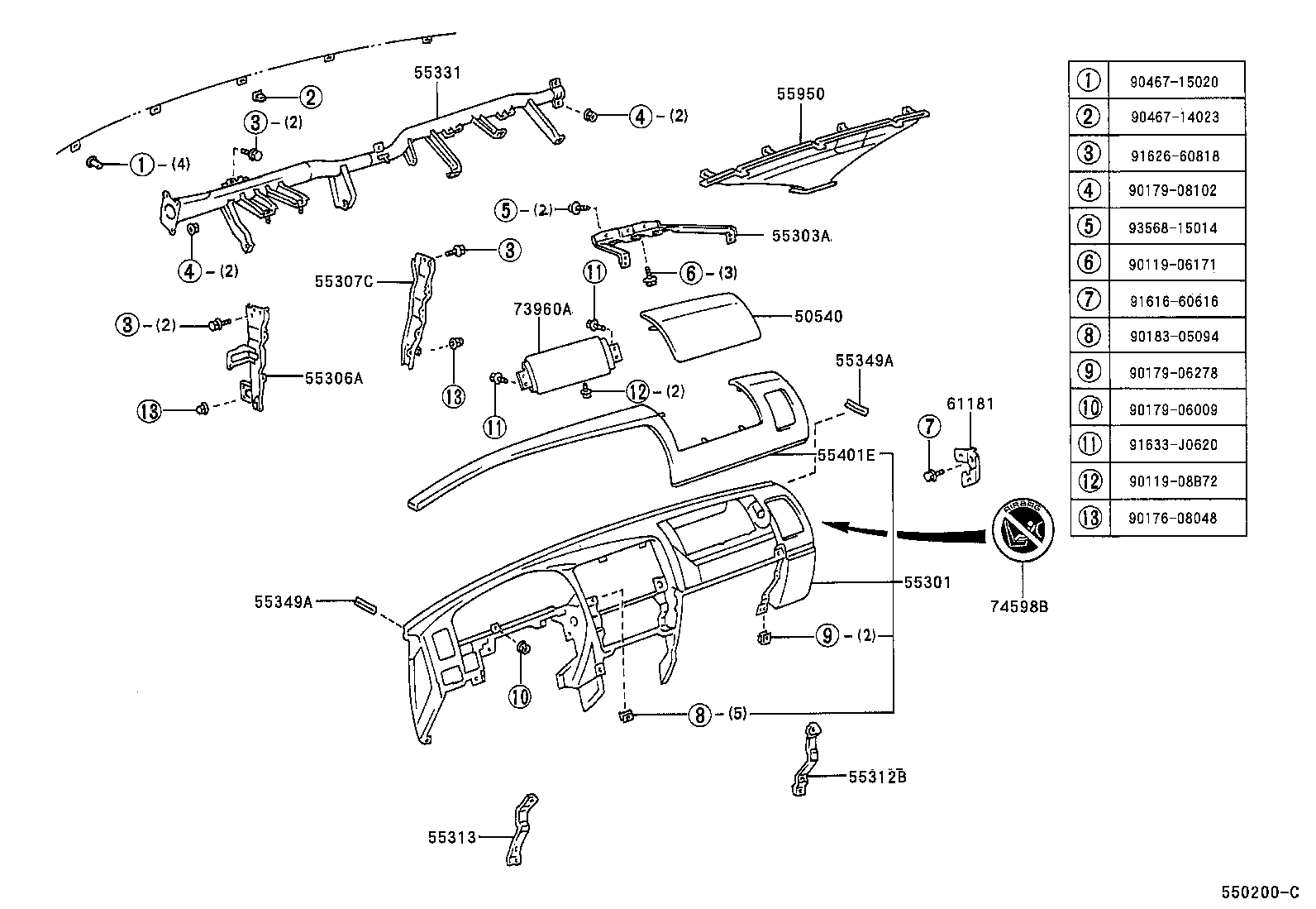 Exploded illustration 550200C