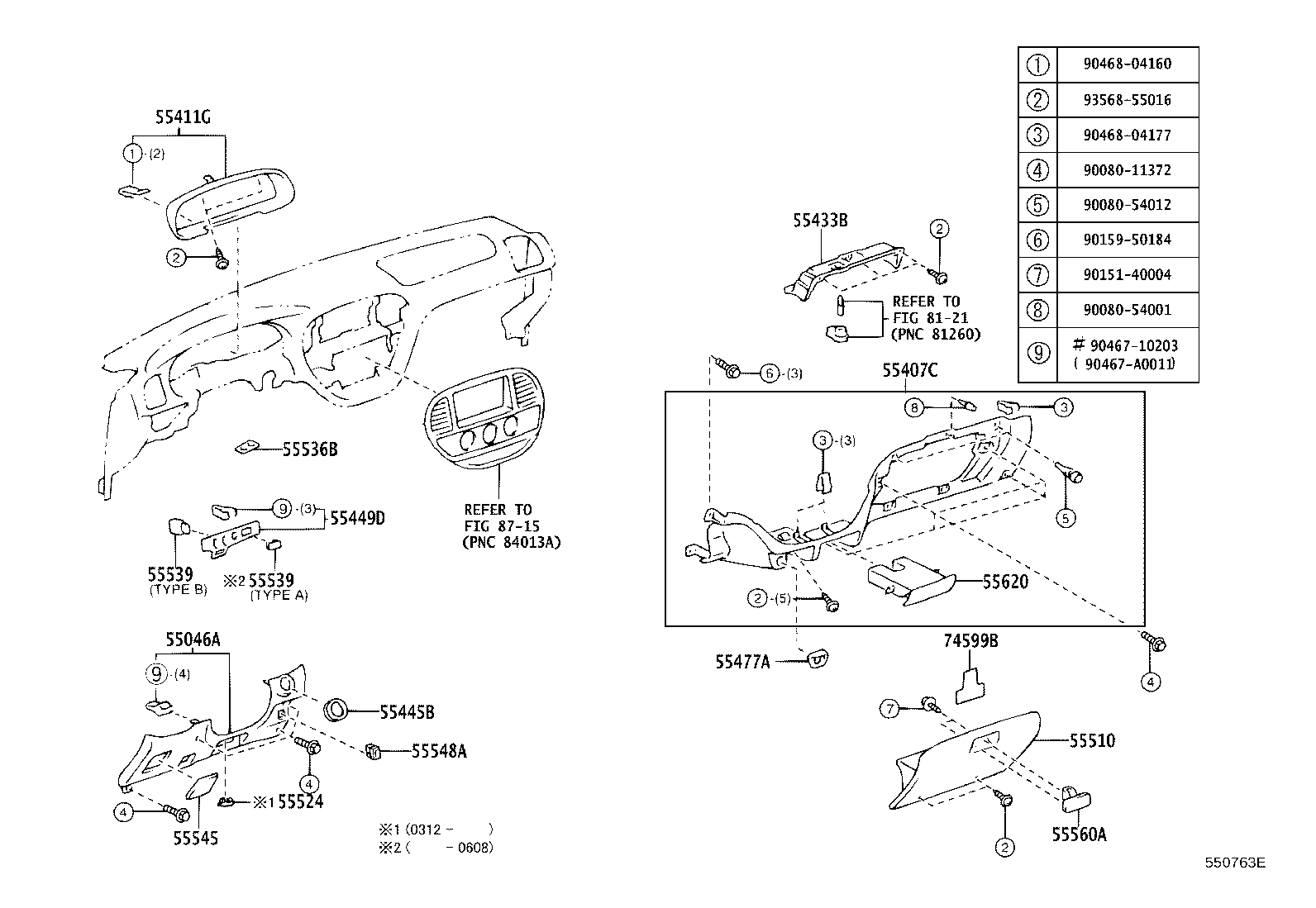 Exploded illustration 550763E