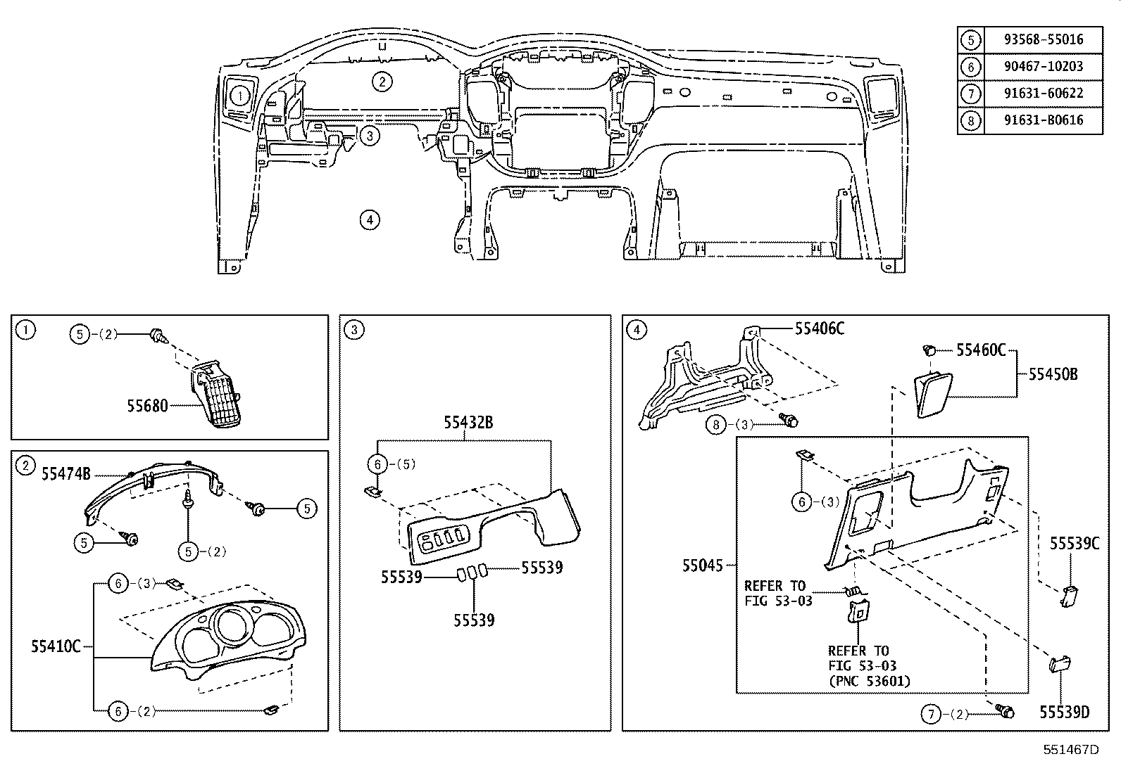 Exploded illustration 551467D