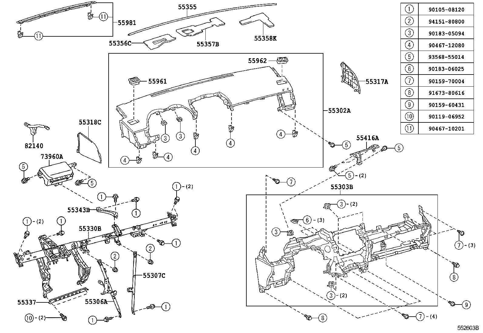 Exploded illustration 552603B