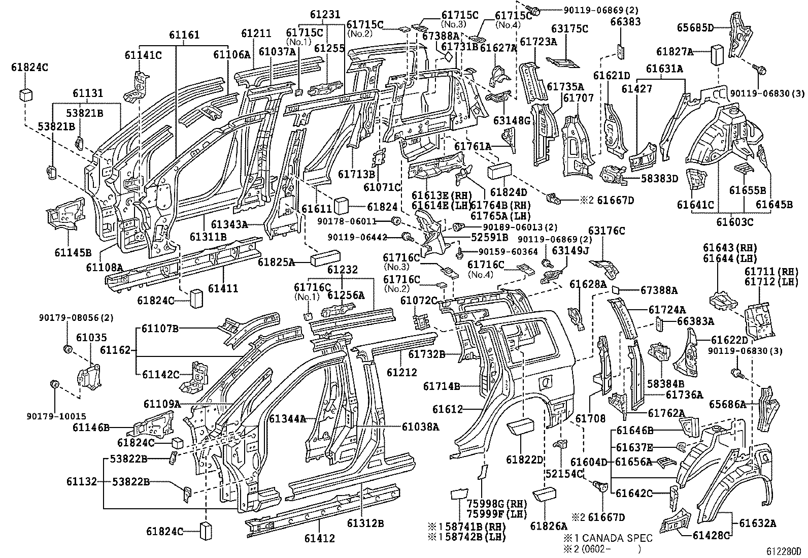 Exploded illustration 612280D