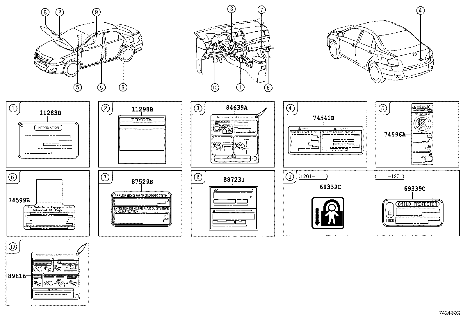 Exploded illustration 742499G