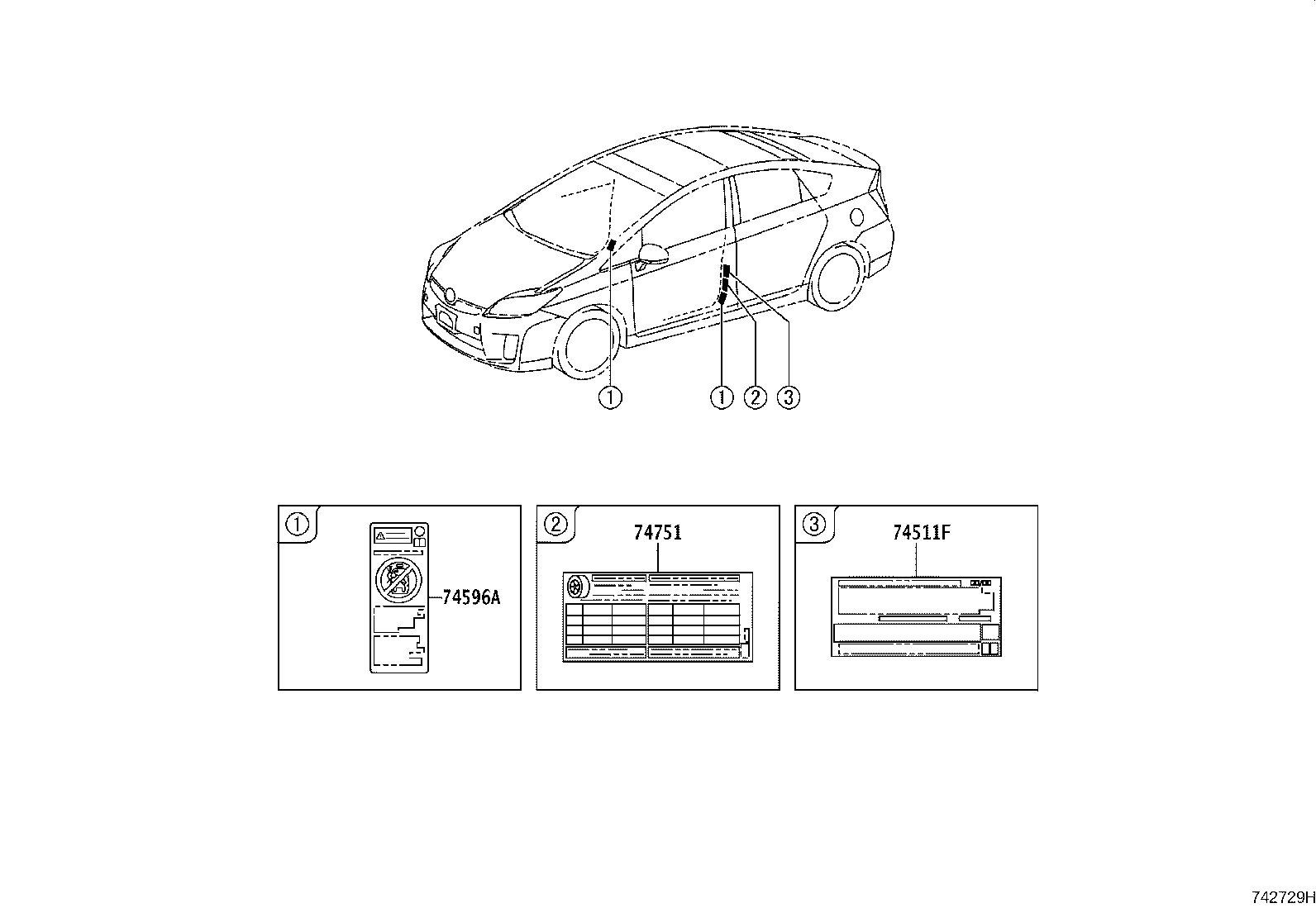 Exploded illustration 742729H