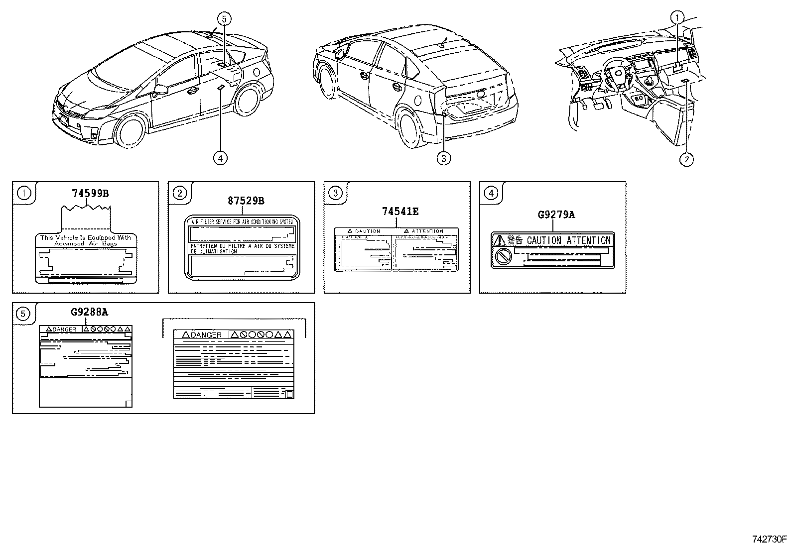 Exploded illustration 742730F