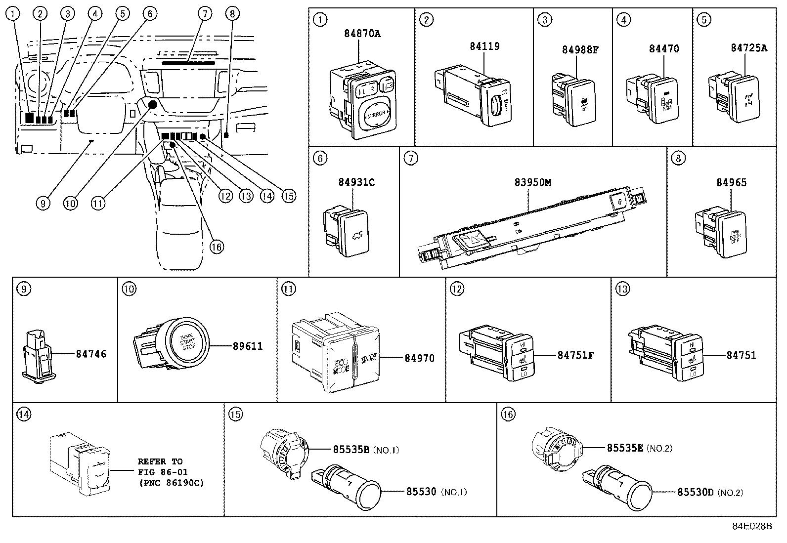 Exploded illustration 84E028B