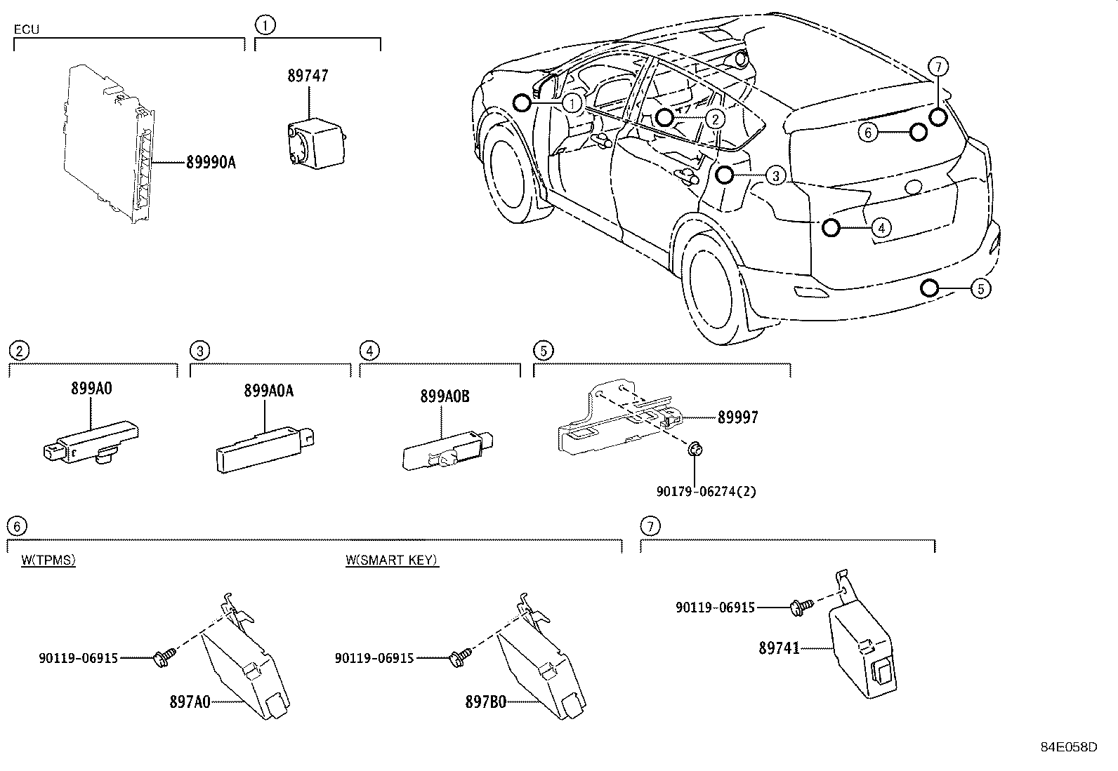 Exploded illustration 84E058D