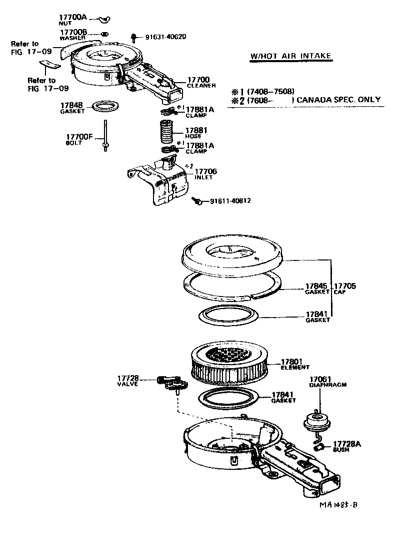 Exploded illustration MA1485B
