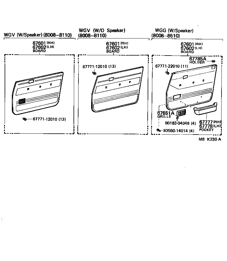 Exploded illustration MBK230A
