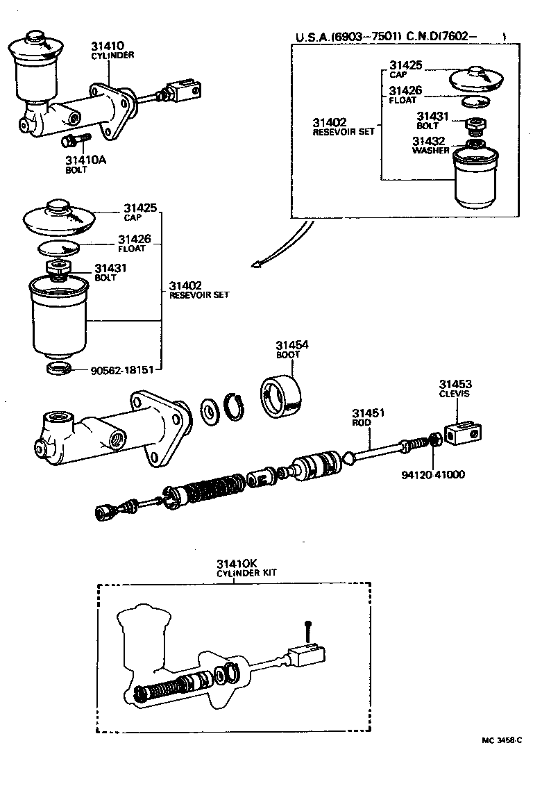 Exploded illustration MC3458C