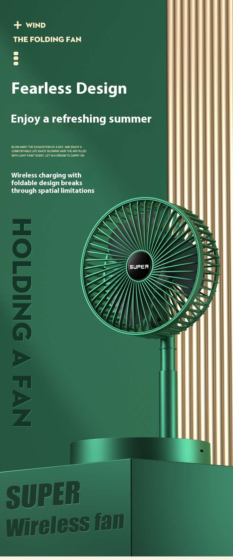 Folding retractable fan USB desktop home portable electric fan rechargeable desktop fan
